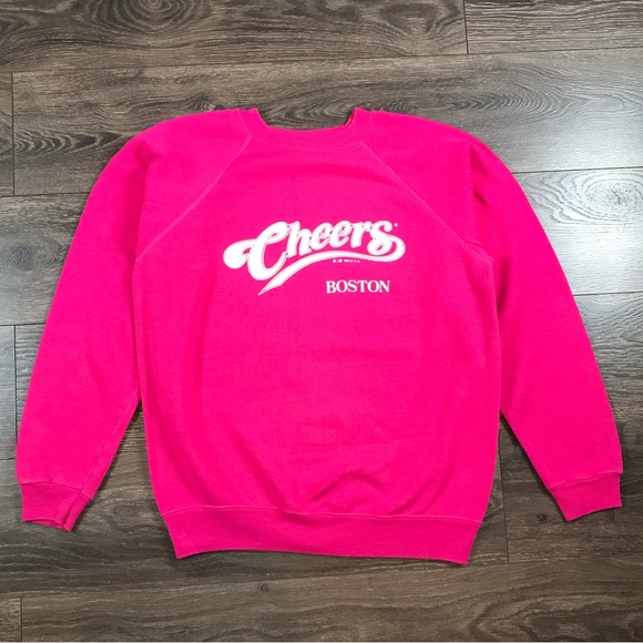 Cheers Boston Women’s Vintage 80’s Television Show Pink Pullover Sweatshirt Sz L - Picture 1 of 11